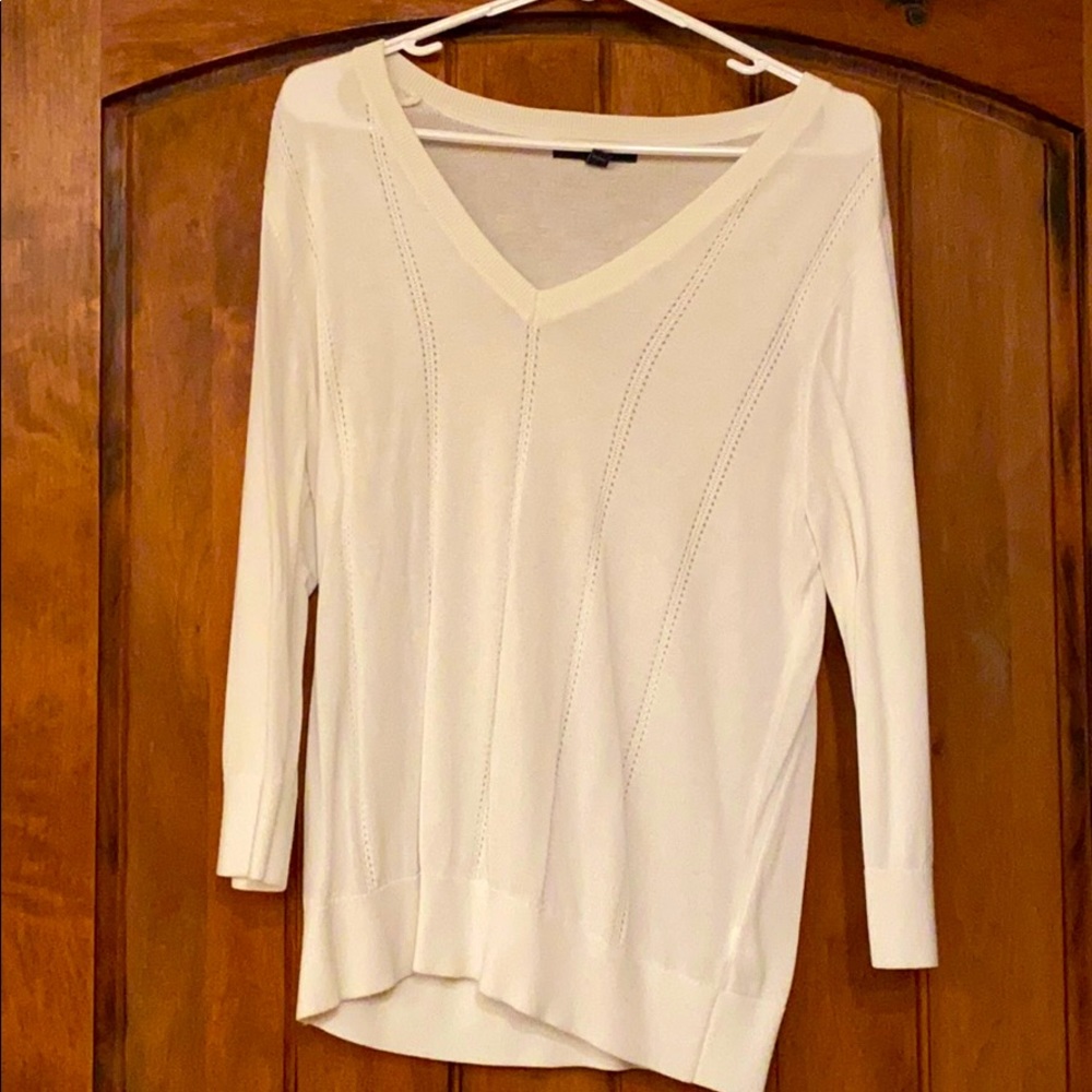 3/4 sleeve White Sweater